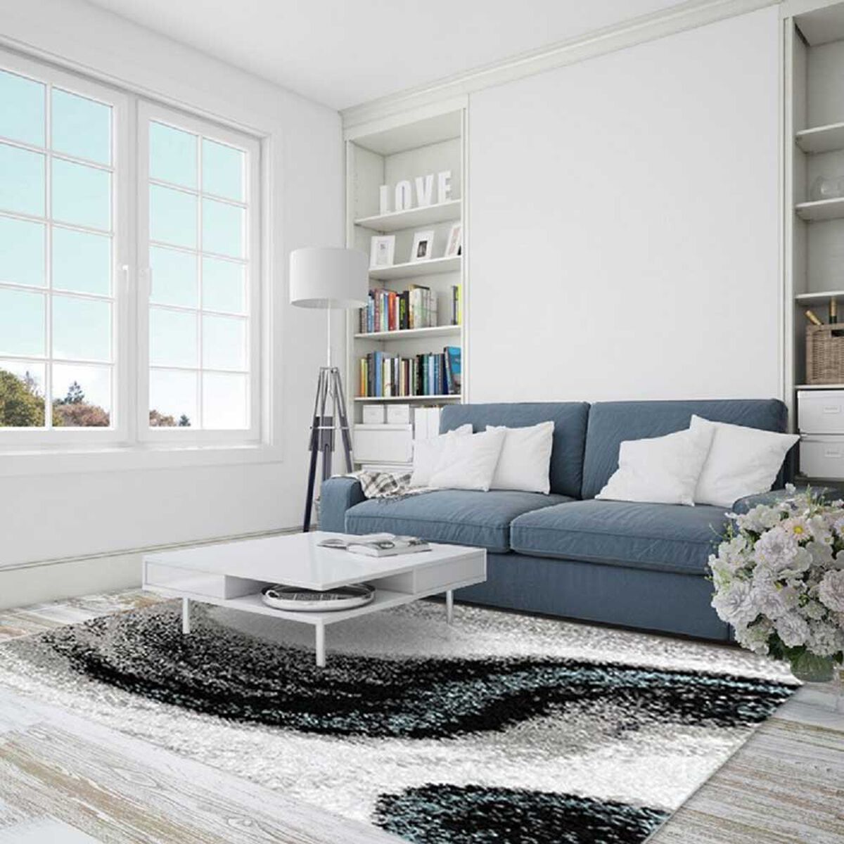 Alfombra Shaggy Idetex Geometric Blue 150 x 200 cm