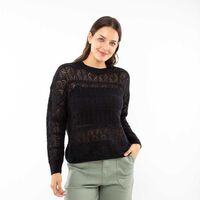 Sweater Crochet Mujer Alma Negro, Oliva