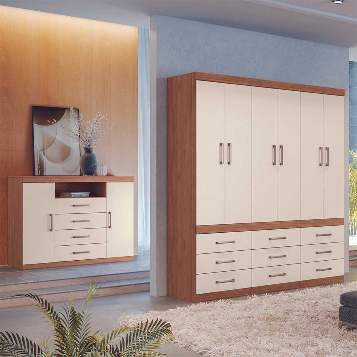 Cl&oacute;set Onessta Start 6 Puertas 9 Cajones Jatoba Arena