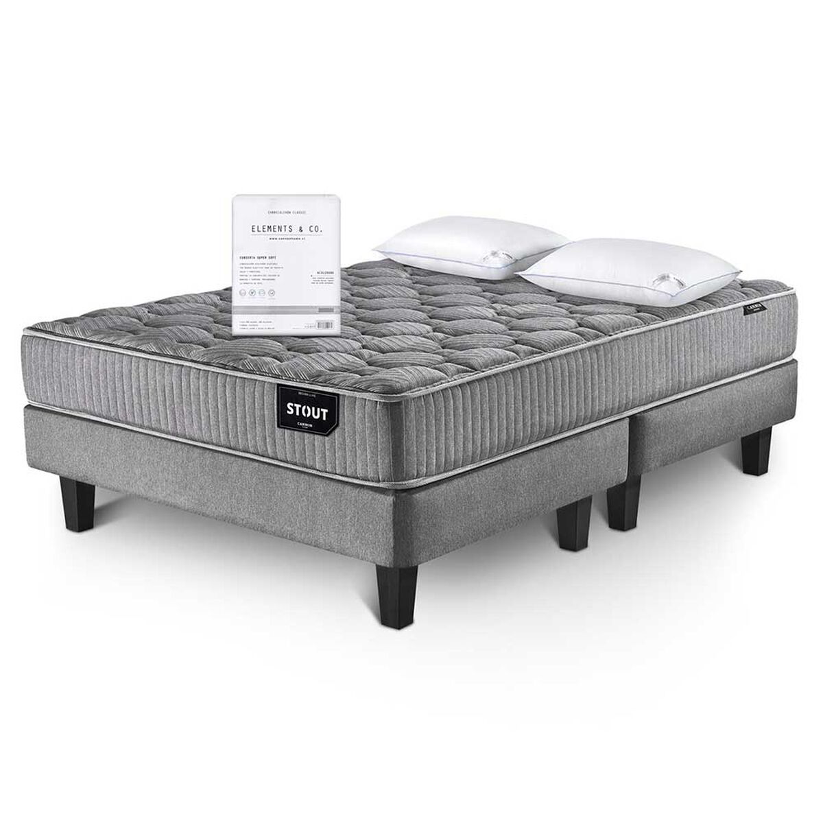 Juegos de Dormitorio Cama Europea Cannon Stout 2 Plazas + 2 Almohadas + 1 Cubrecolchón