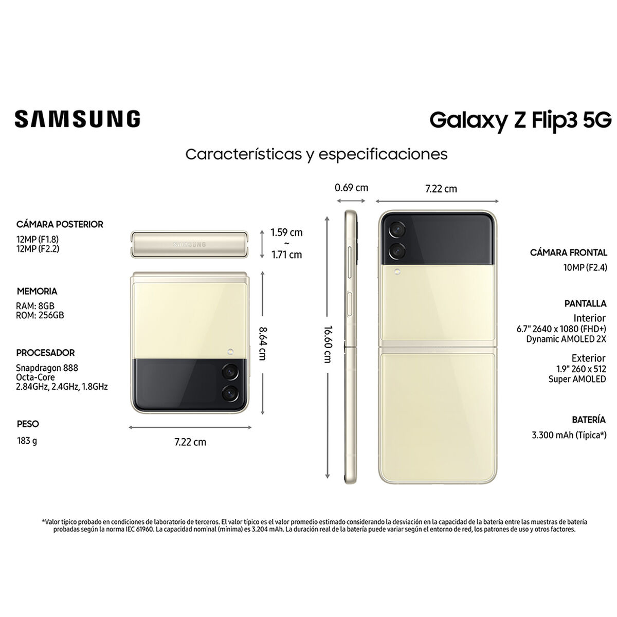 Celular Samsung Galaxy Z Flip3 5G 256GB Cream