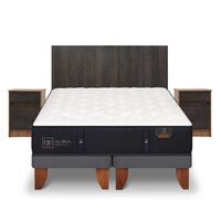 Cama Europea CIC Base Dividida King Premium + Respaldo + 2 Veladores Espresso