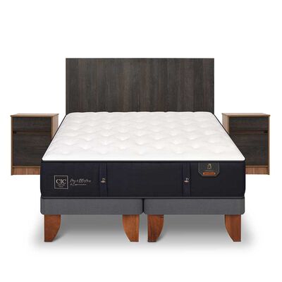 Imagen 1 del producto Cama Europea CIC Base Dividida King Premium + Respaldo + 2 Veladores Espresso