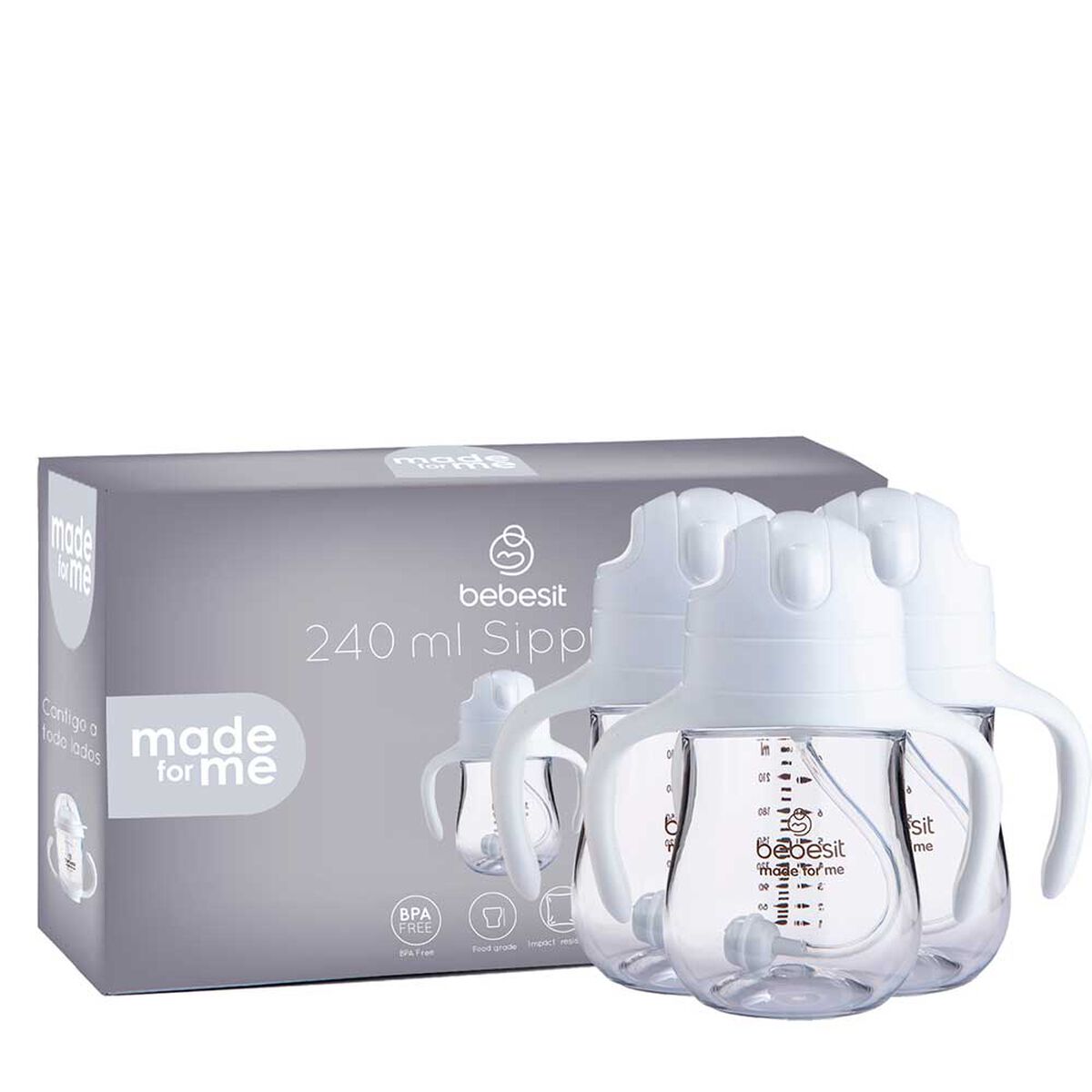 Vaso de entrenamiento Pack x 3 240ml Antiderrame Bebesit