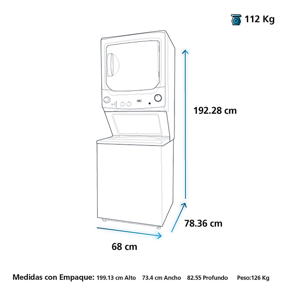 Centro de Lavado Mabe MCL2040PSDG0 17/12 kg.