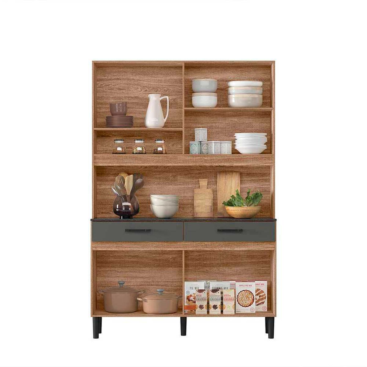 Mueble de Cocina Vekkahome Bari 2 Cajones 8 Puertas Caf&eacute;