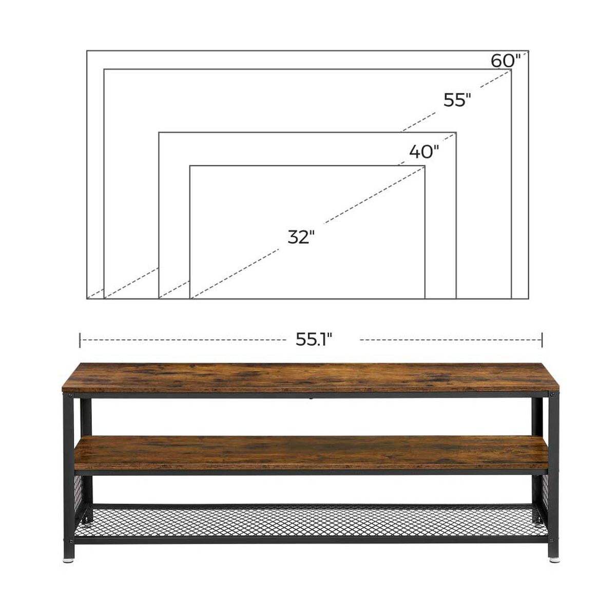 Rack TV Fm Furniture Metalwood Colection Marrón Rústico