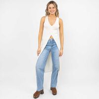 Sweater Asimétrico Sin Mangas Mujer Icono Crudo