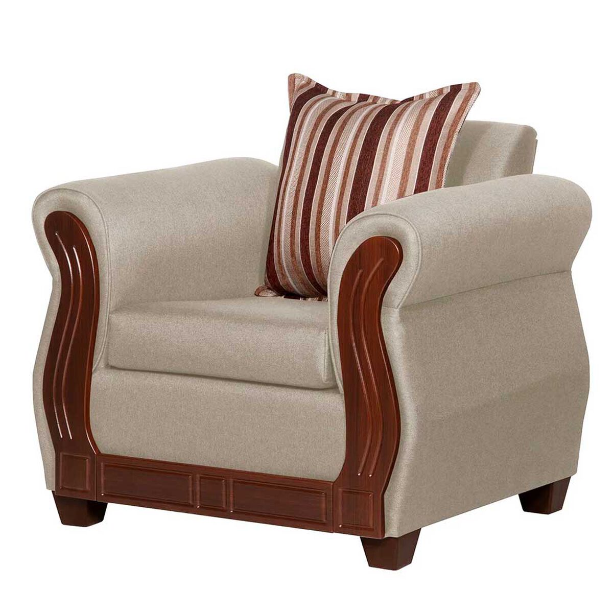 Juego de Living Ruzam Mobel Atenas Sof&aacute; 3 Cuerpos + Dos Sillones 1 Cuerpo Lino Beige