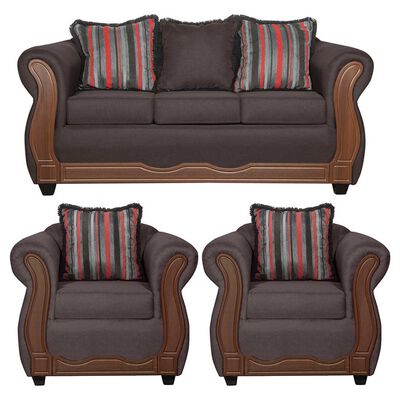 Juego de Living Black Factory Sofia Sofá 3 Cuerpos + Dos Sillones 1 Cuerpo Café