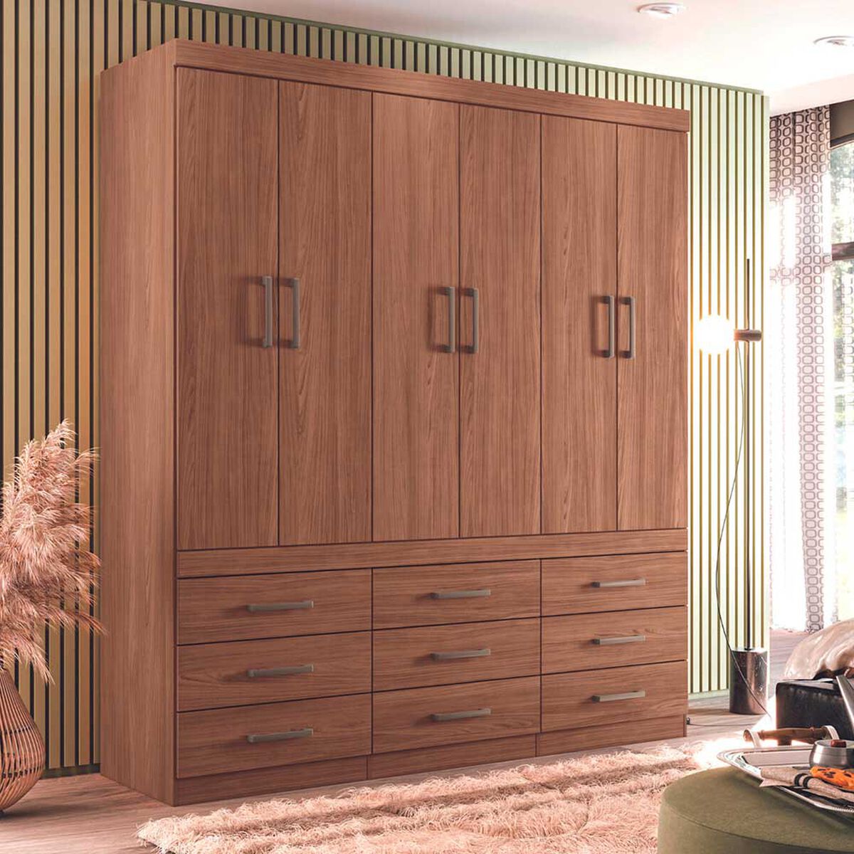 Clóset Onessta Plus 6 Puertas 9 Cajones Jatoba