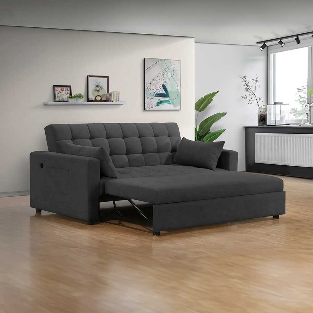 Sofá Cama Celta Luxe 3 Cuerpos Gris Oscuro