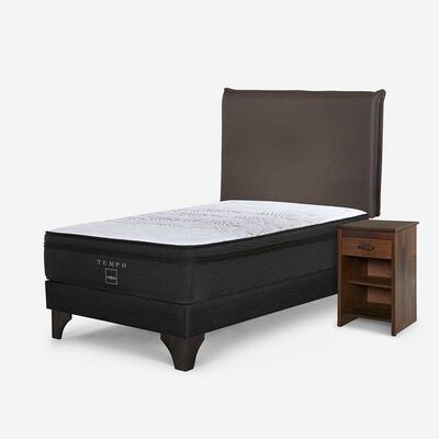 Imagen 2 del producto Cama Europea Rosen 1,5 Plazas Tempo + Respaldo + Velador Maurice Chocolate