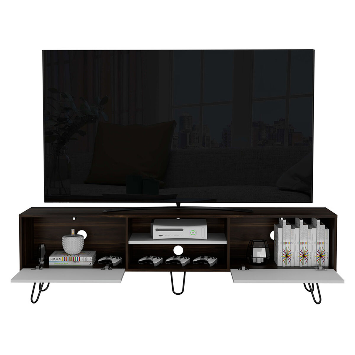 Rack TV TuHome Vassel Habano / Blanco Hasta 80"