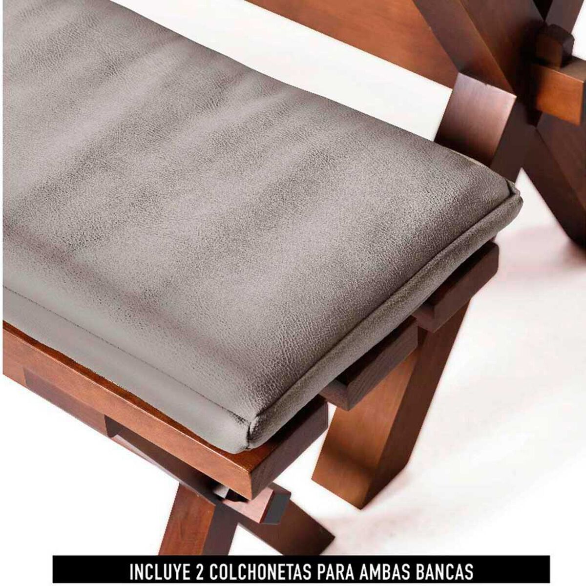 Juego de Comedor Latam Home Sevilla Salamanca 2 Sillas + 2 Bancas Cuero Kentucky Gris