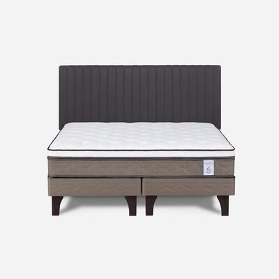 Cama Europea Rosen 2 Plazas New Style 6 + Respaldo Grafito