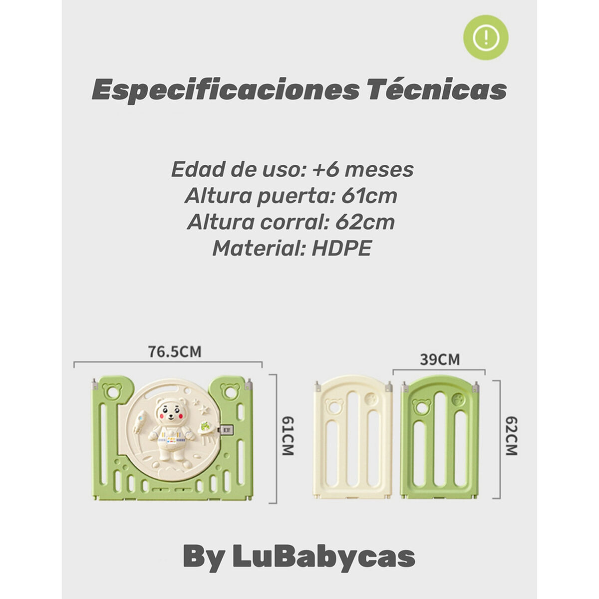 Corral Armado Multiposiciones Accesorios 199*230cm Lubabycas
