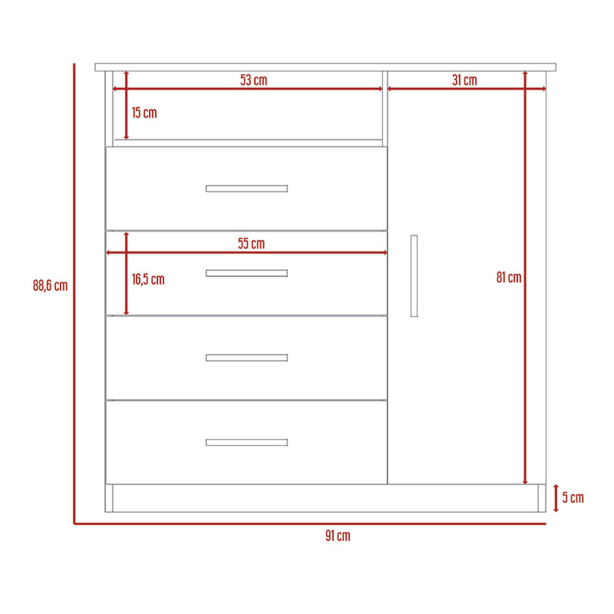 Cómoda TV TuHome Z-91 4 Cajones Hasta 40"