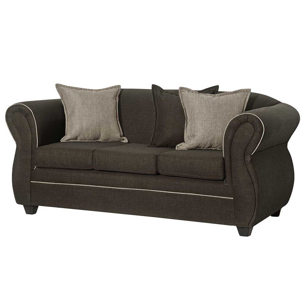 Juego de Living Black Factory Emili Sofá 3 Cuerpos + Dos Sillones 1 Cuerpo Café