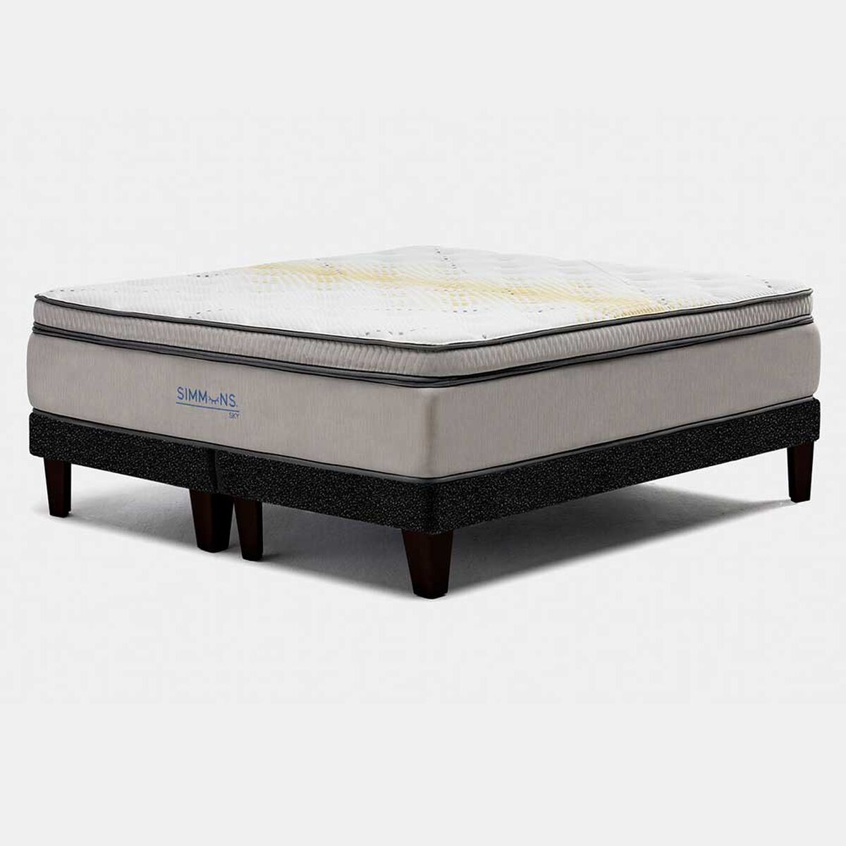 Cama Europea Simmons 2 Plazas Sky + Respaldo + 2 Veladores