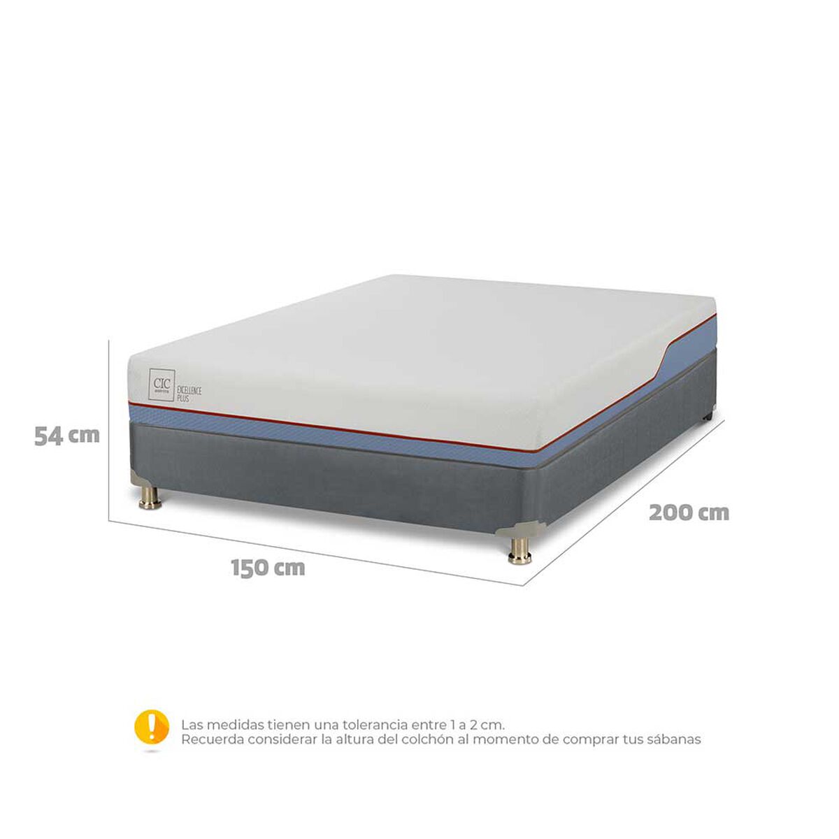 Cama Americana CIC 2 Plazas Excellence Plus + 2 Almohadas