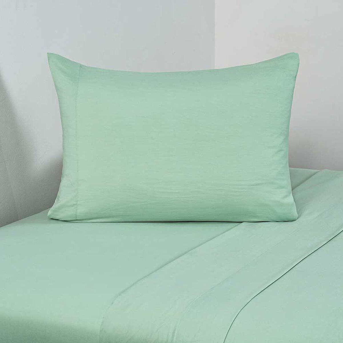 Juego de S&aacute;banas American Family 1.5 Plazas Liso Prewash Menta