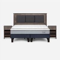 Combo Cama Europea Rosen 2 Plazas Indie BD + Respaldo y Veladores Rachel