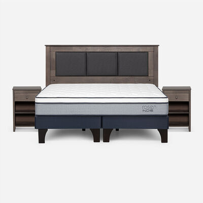 Imagen 1 del producto Combo Cama Europea Rosen 2 Plazas Indie BD + Respaldo y Veladores Rachel