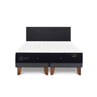 Cama Europea CIC Base Dividida 2 Plazas Premium + Respaldo Villarrica Negro