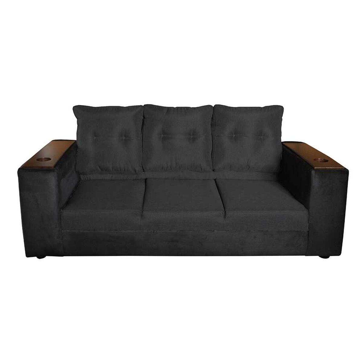 Sof&aacute; Muebles MYM Julietta 3 Cuerpos + Dos Pouf 1 Cuerpo Negro