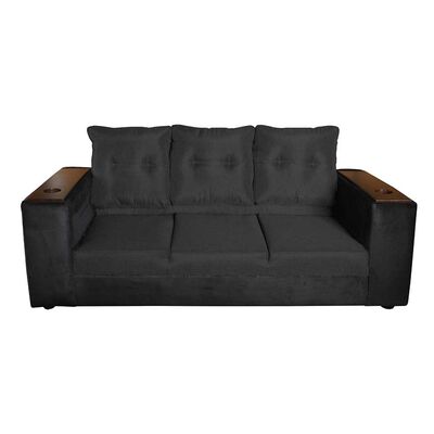 Imagen 1 del producto Sofá Muebles MYM Julietta 3 Cuerpos + Dos Pouf 1 Cuerpo Negro