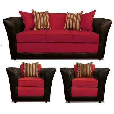 Juego de Living Elegant Detail Minesota Sofá 3 Cuerpos + Dos Sillones 1 Cuerpo Rojo