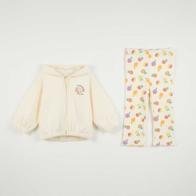 Conjunto Polerón + Calza Chess Baby Crudo, Rosado