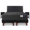 Cama Europea Flex Base Dividida King Black + Respaldo Modern Grafito + 2 Veladores Rover Universal