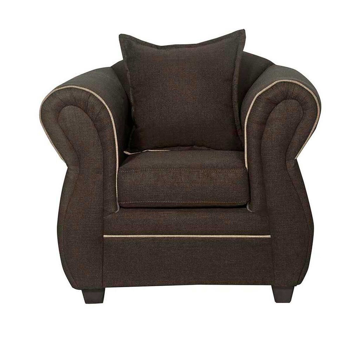 Juego de Living Black Factory Emili Sof&aacute; 3 Cuerpos + Dos Sillones 1 Cuerpo Caf&eacute;