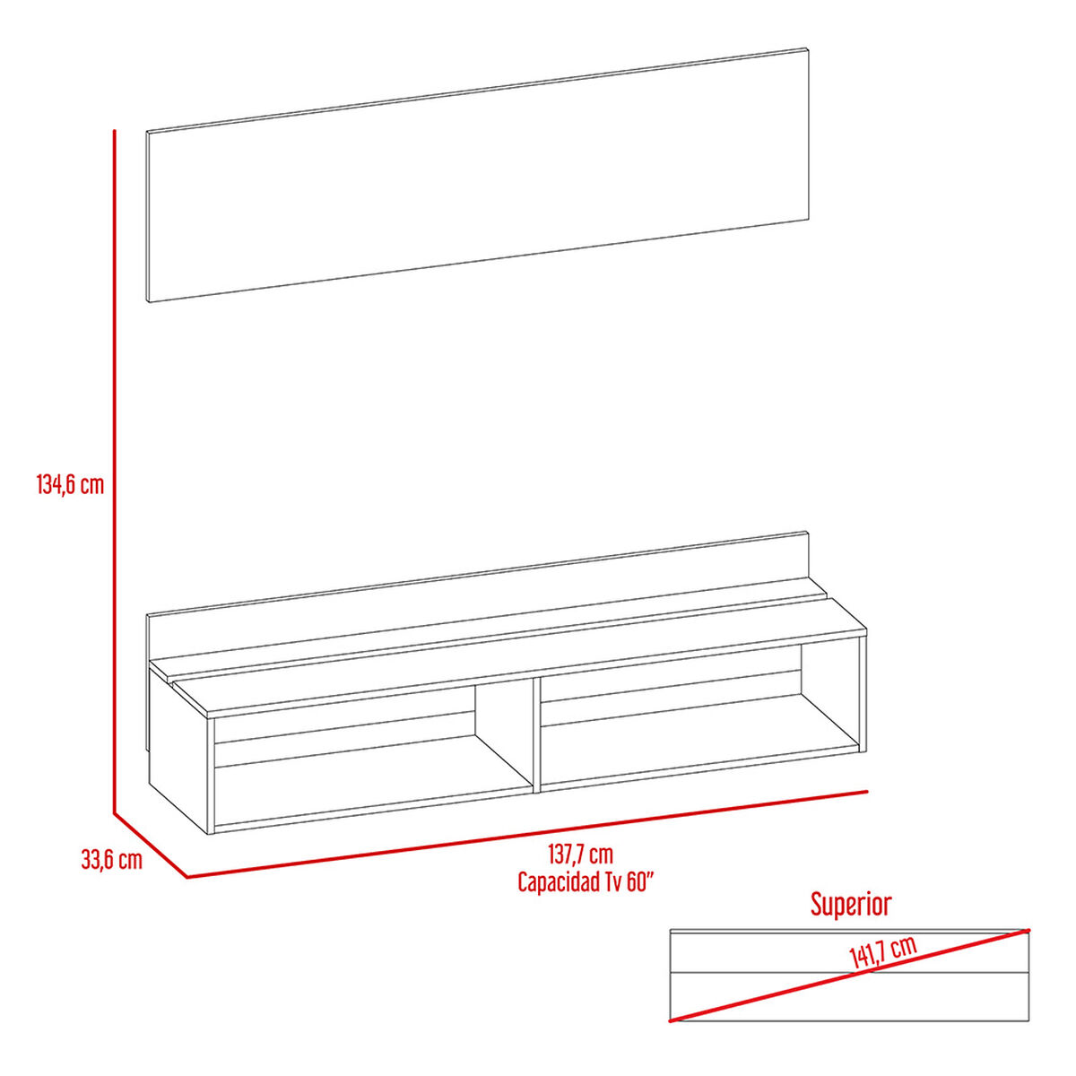 Panel TV TuHome Classic Caramelo / Wengue Hasta 60"