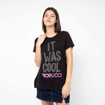 Polera Con Estampado Manga Corta Mujer Fiorucci
