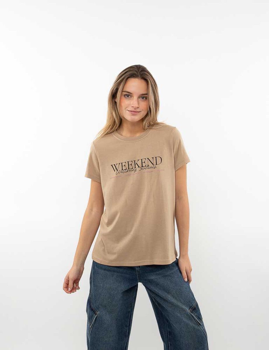 Polera Con Estampado Manga Corta Mujer Icono