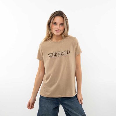 Polera Con Estampado Manga Corta Mujer Icono