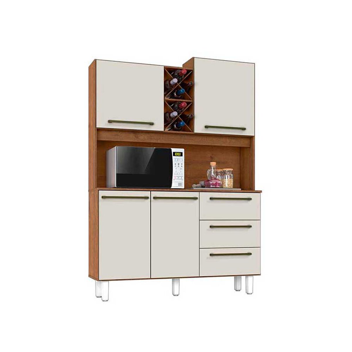 Combo Mueble de Cocina Casanova Lux 3 Cajones 4 Puertas + Mueble de Cocina 1 Puerta Nature/Blanco
