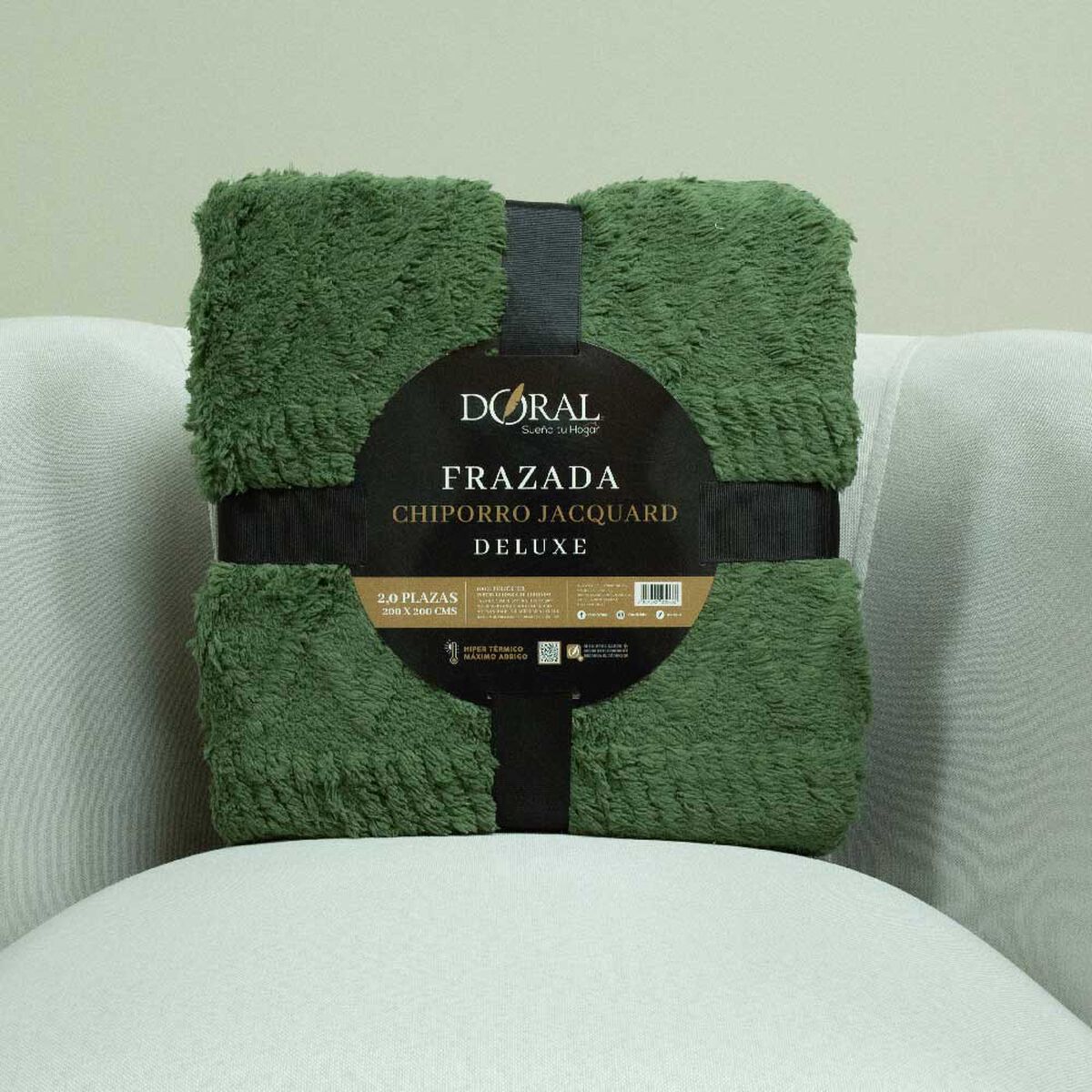 Frazada Doral 2 Plazas Chiporro Jacquard Liso Verde