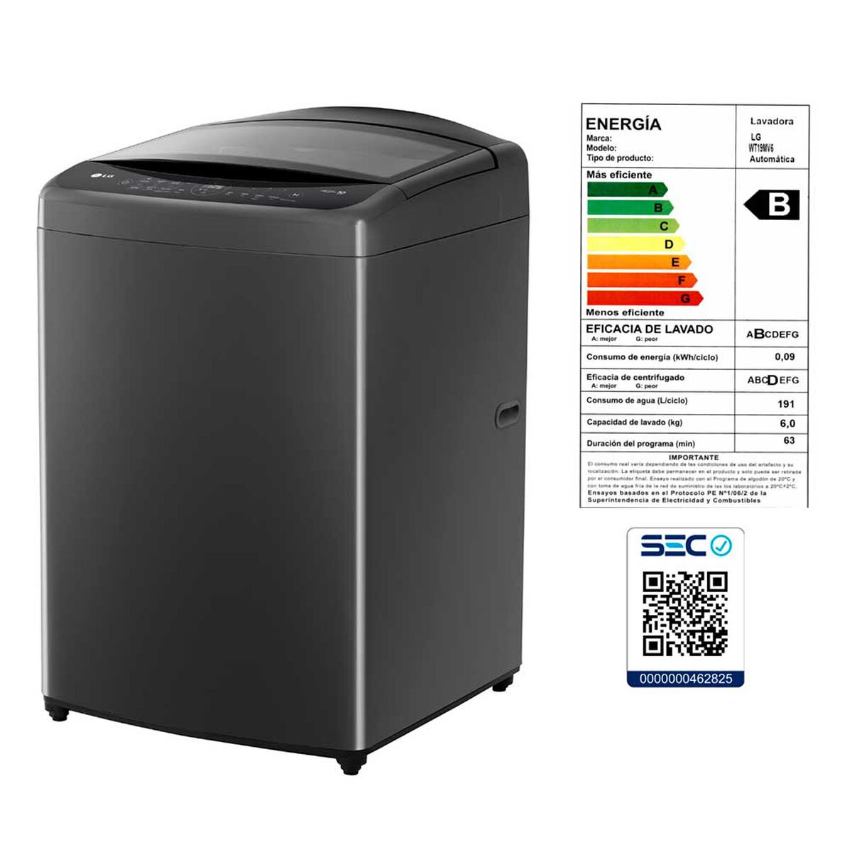 Lavadora Automática LG WT19MV6 19 Kg.