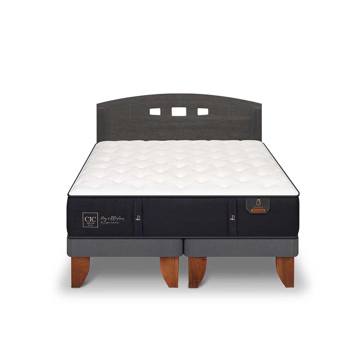 Cama Europea CIC Base Dividida 2 Plazas Premium + Respaldo Gales
