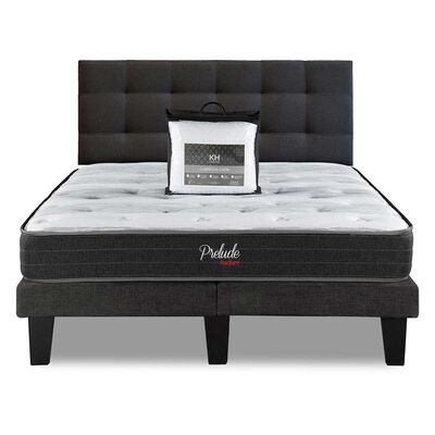 Combo Cama Europea Prelude Radiant 2 Plazas Normal + Respaldo Urban Marengo + Cubre Colchón