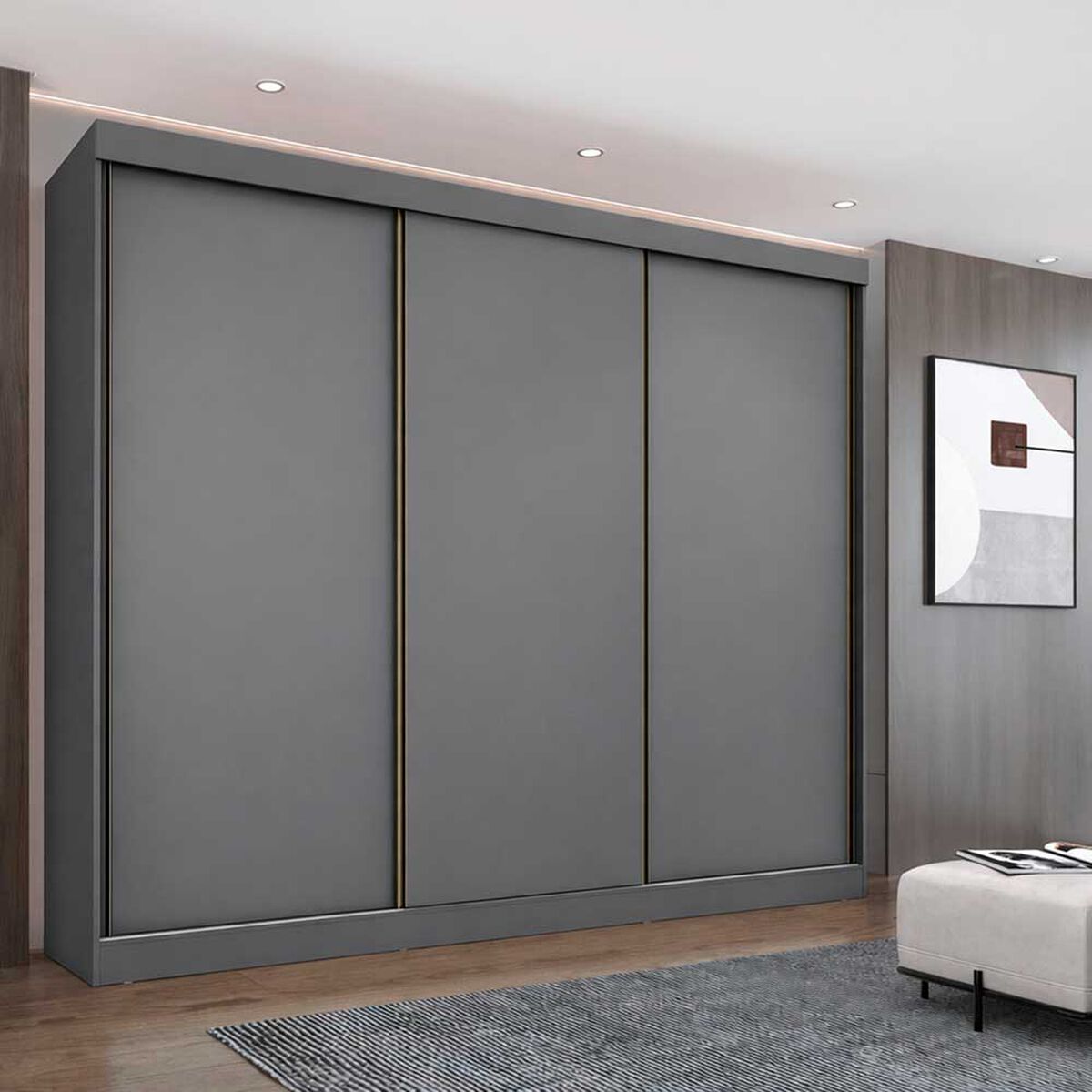 Closet Di Poretti Design Ambar 3 Puertas 8 Cajones Gris