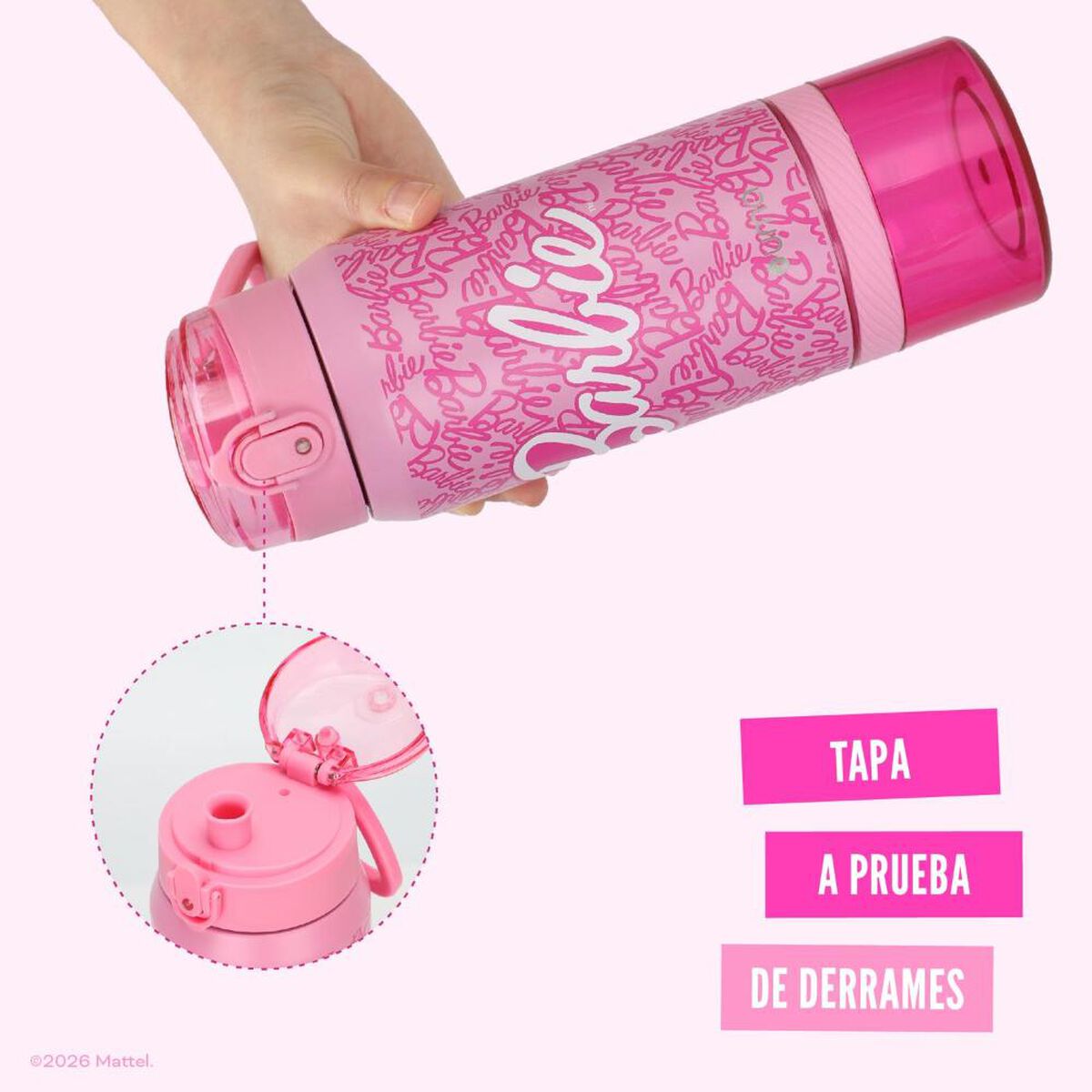 Botella T&eacute;rmica UMA Ni&ntilde;os Barbie Inspire 2 en 1 590ml Acero Inox Rosa