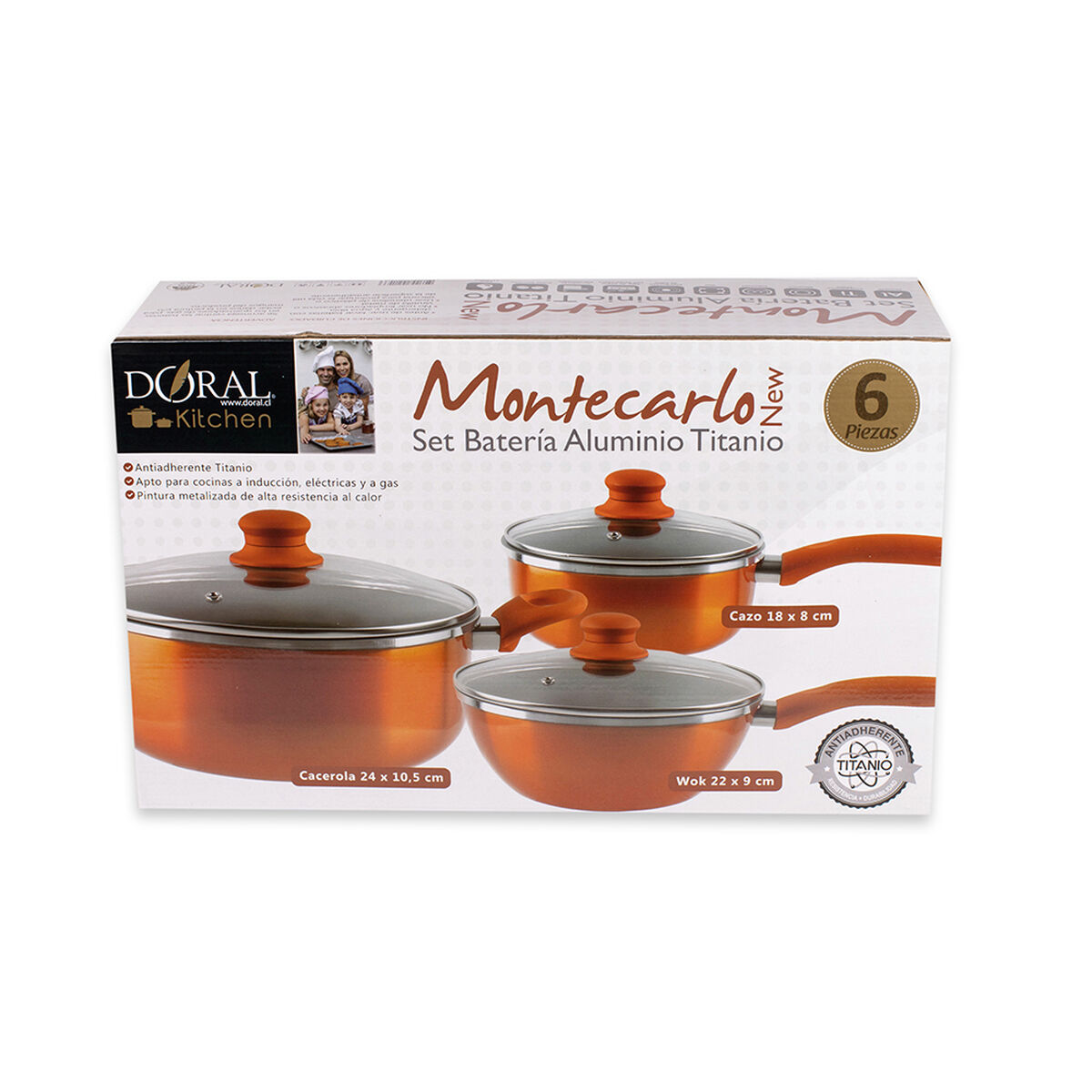 Batería Doral New Montecarlo Acero Inoxidable 6 Piezas