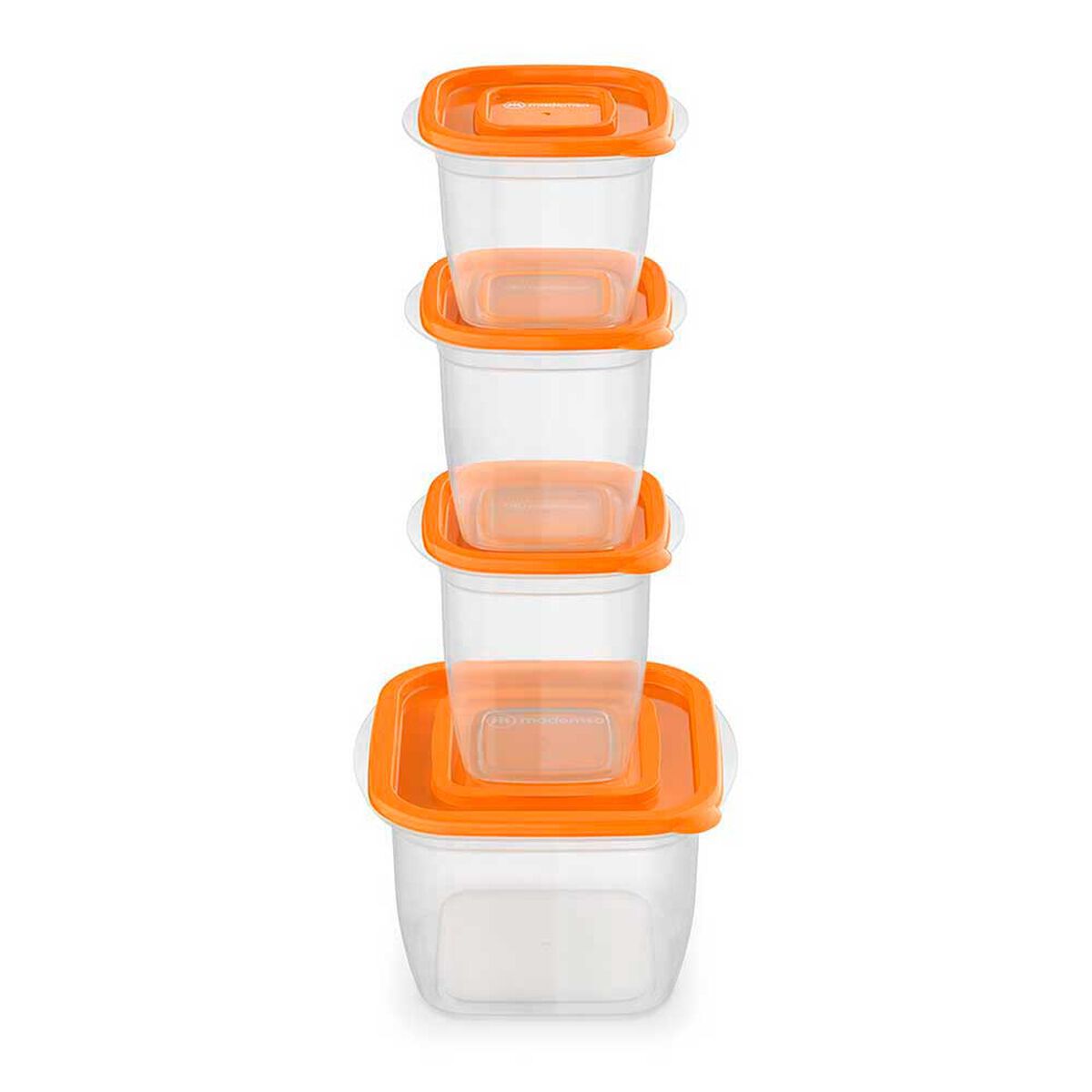 Set 8 Contenedores Plásticos Mademsa Transparente Naranjo