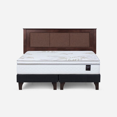 Cama Europea Rosen King Art 4 + Respaldo Rachel Chocolate