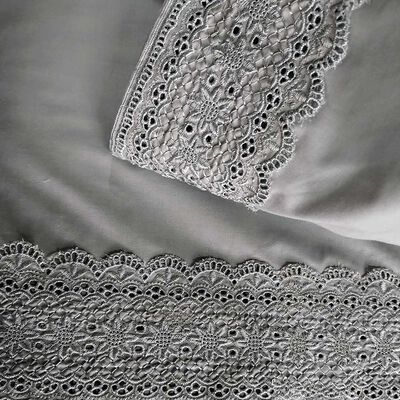 Imagen 2 del producto Juego de Sábanas Illusions 180 Hilos 1 Plaza Broderie Gris